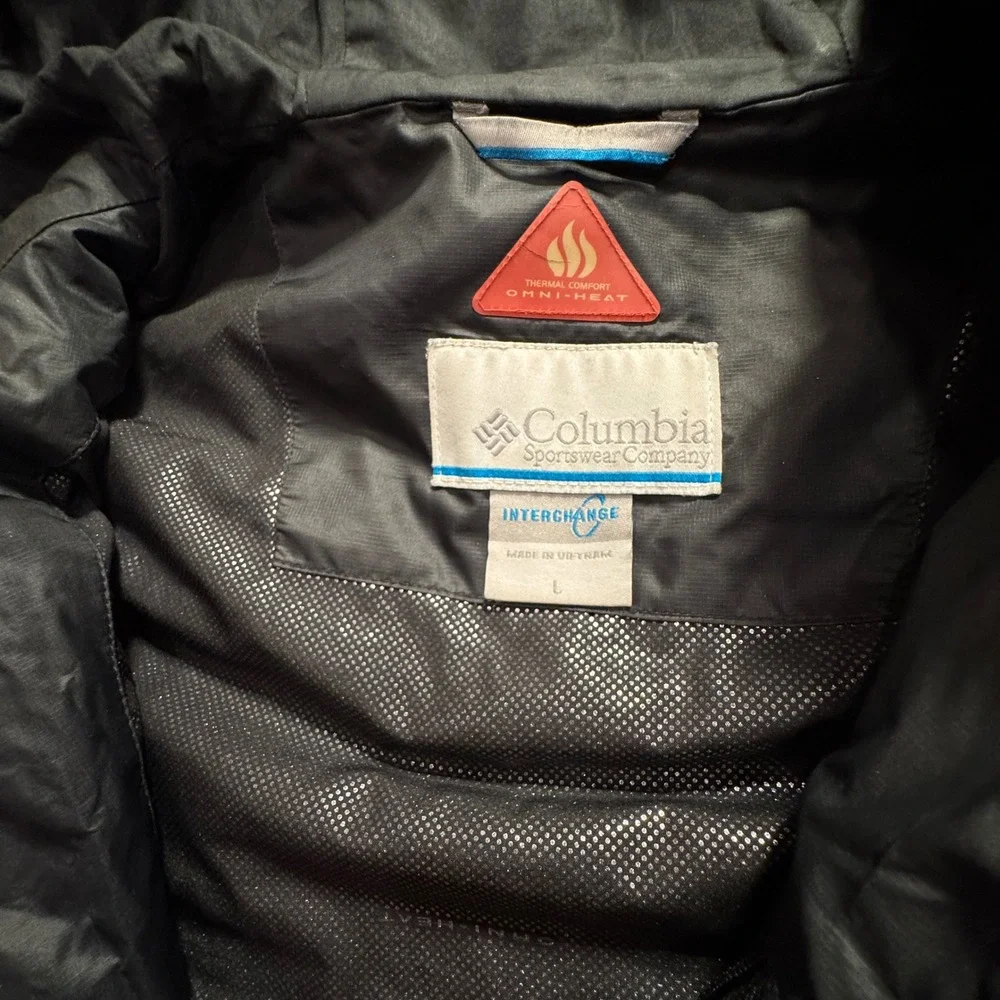 Columbia Jacket Mens L Black Nylon Omni Heat Interchange Hooded Puffer Thermal